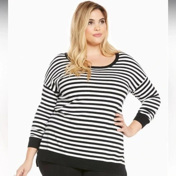 Torrid black & white Striped Sweater red heart elbow patches valentine plus size - Picture 2 of 13